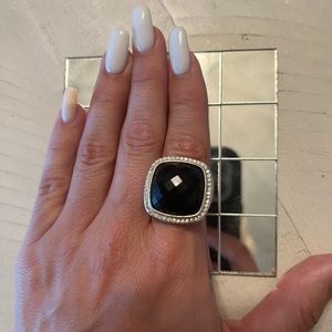 David Yurman ring  Albion sterling silver black onyx with pave diamonds.
